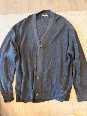 Everlane Men's Ribbed Button-Front Cardigan - Gray